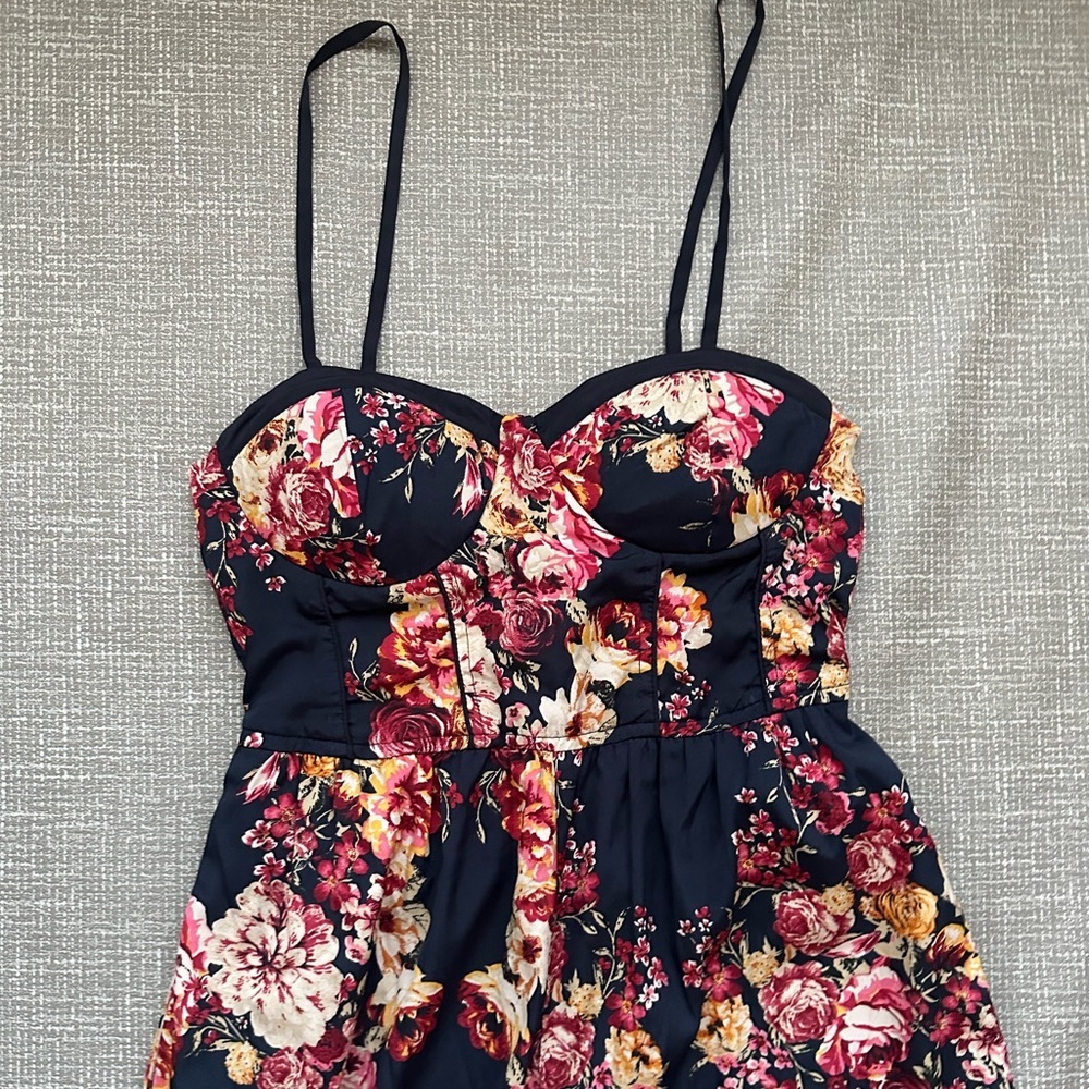 Band of Gypsies Floral Jumpsuit Women’s Small Wide Leg Elastic Back Boho - Picture 3 of 14